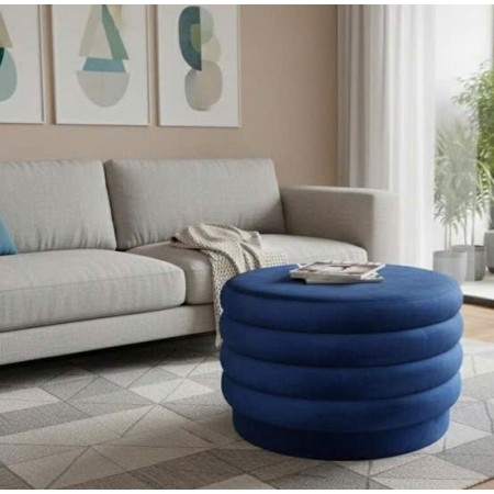 88003019 : Bàn Sofa, Ottoman Hình Tròn - Xanh Dương